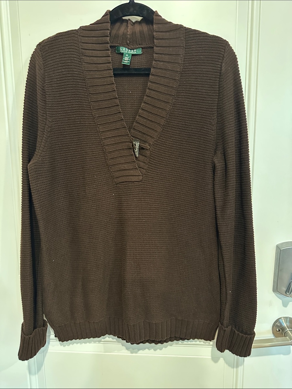 Lauren Ralph Lauren Brown V-Neck Shawl-Collar Men’s Sweater